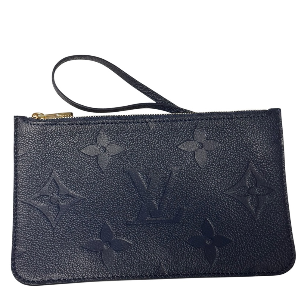 NEW Louis Vuitton Neverfull POCHETTE Navy embossed Monogram Empreinte leather - Picture 7 of 16